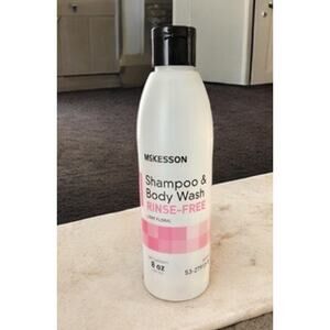 McKesson Rinse-Free Shampoo & Body Wash Unisex Light Floral Scent 8 oz. NEW
